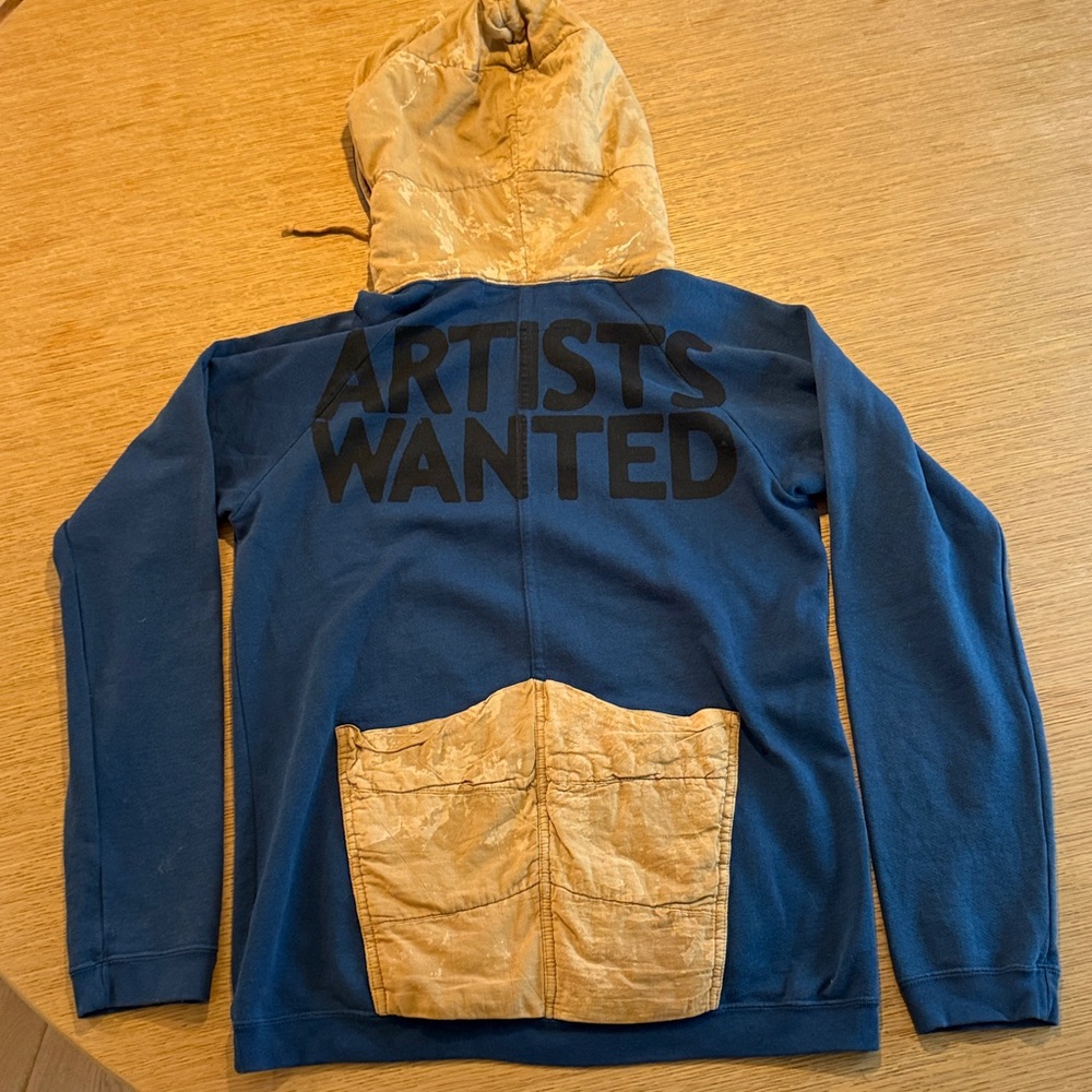 Free City “Life’s Work” Hoodie Navy/Tan Quilted Pullover Size Unisex M - Picture 3 of 7